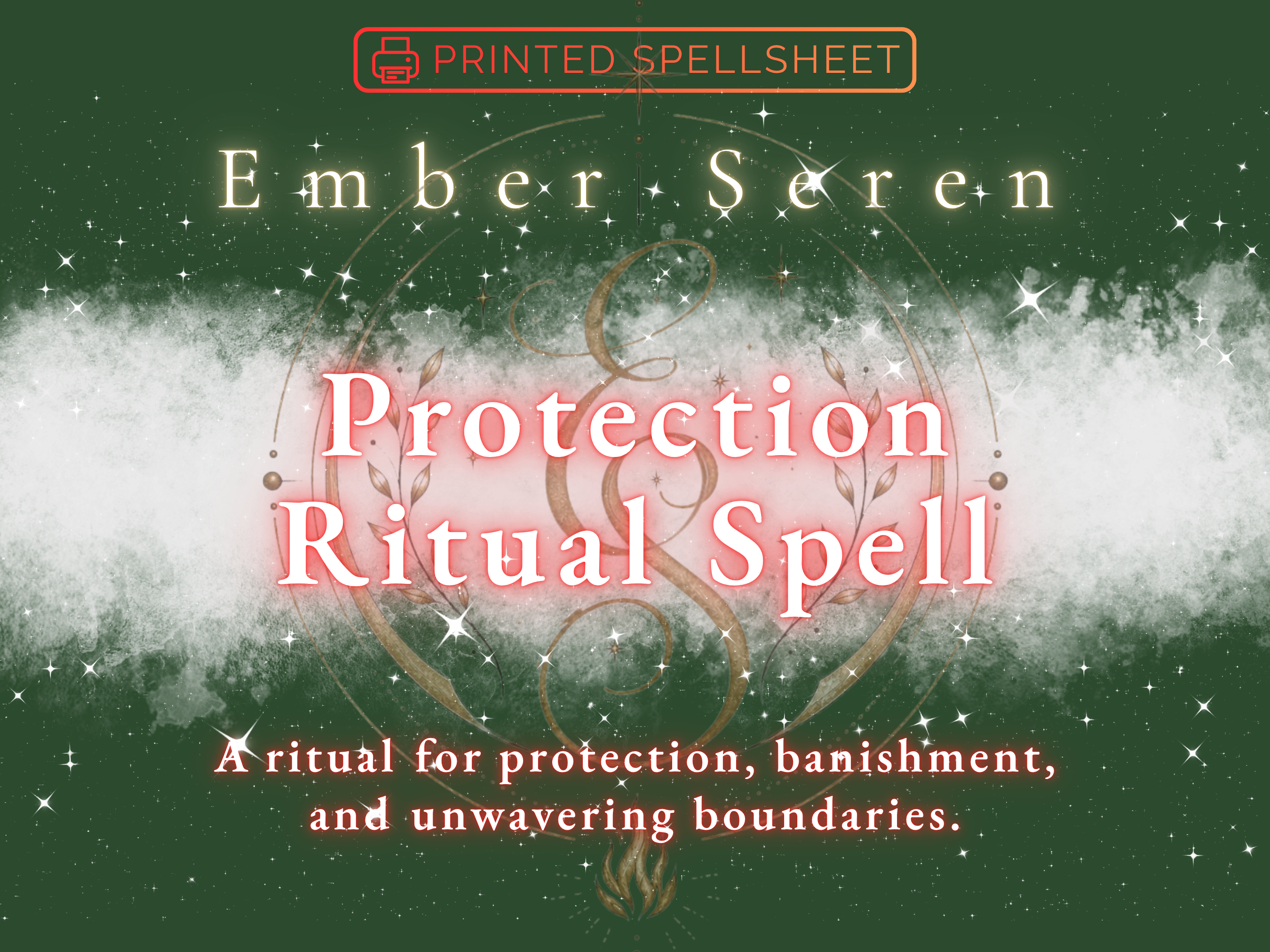 Protection Ritual Spell printed spellsheet